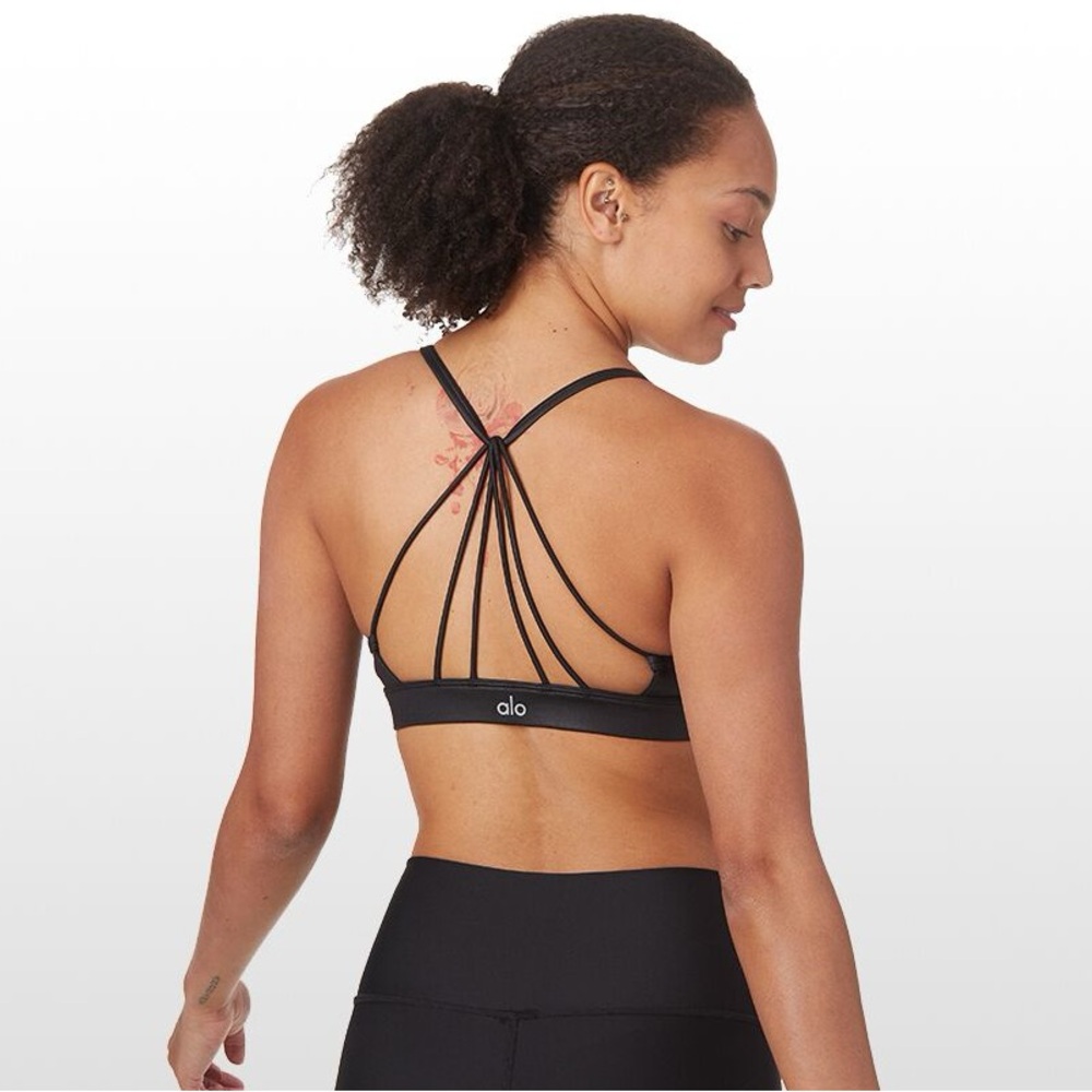 Alo Yoga Women’s Sunny Strappy Black Sports Bra
